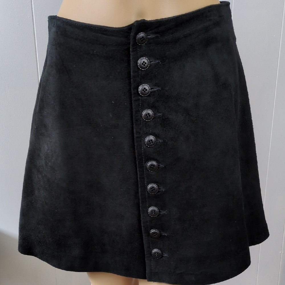 Leather Black Button-Up A-line Skirt Size 9/10 Express